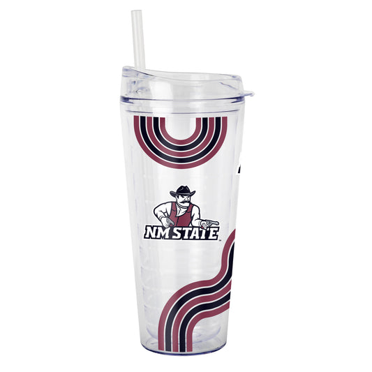 New Mexico State 22oz Waves Dbl Wall Clear Tumbler