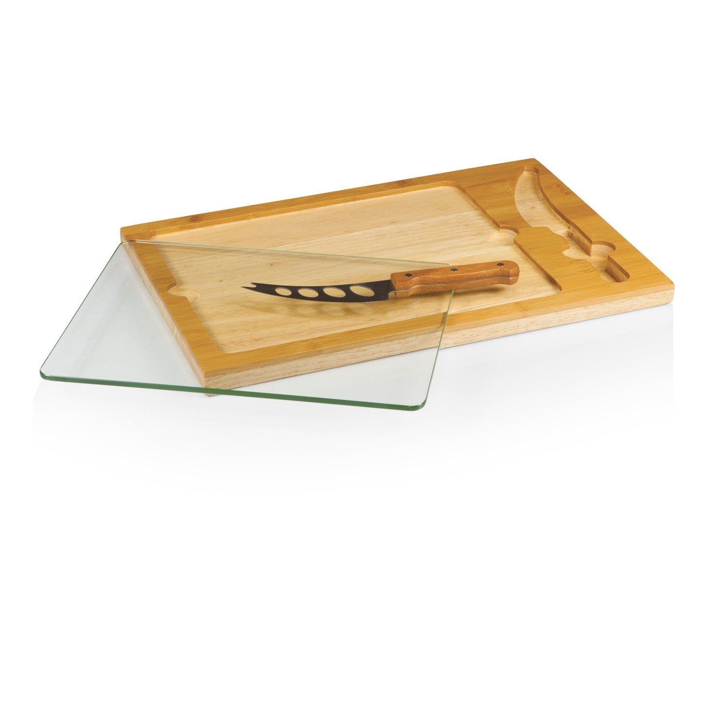 Miami Dolphins Football Field - Icon Glass Top Cutting Board & Knife Set