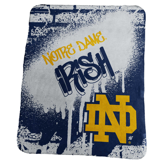 Notre Dame Classic Graffiti Fleece Throw