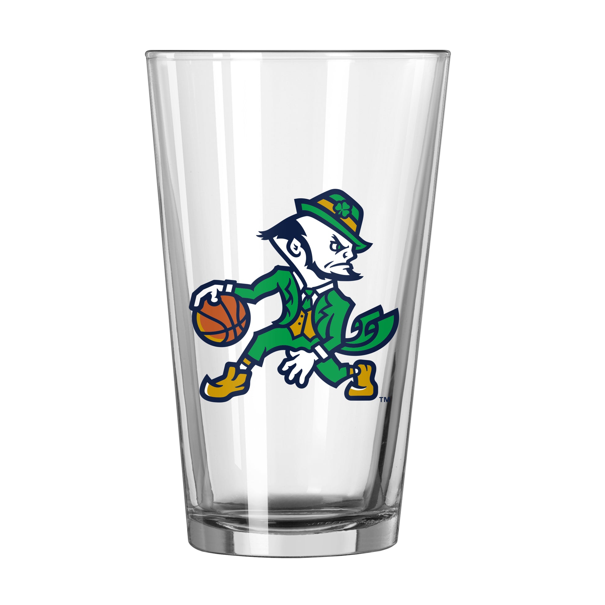 Notre Dame Leprechaun Basketball 16oz Pint Glass