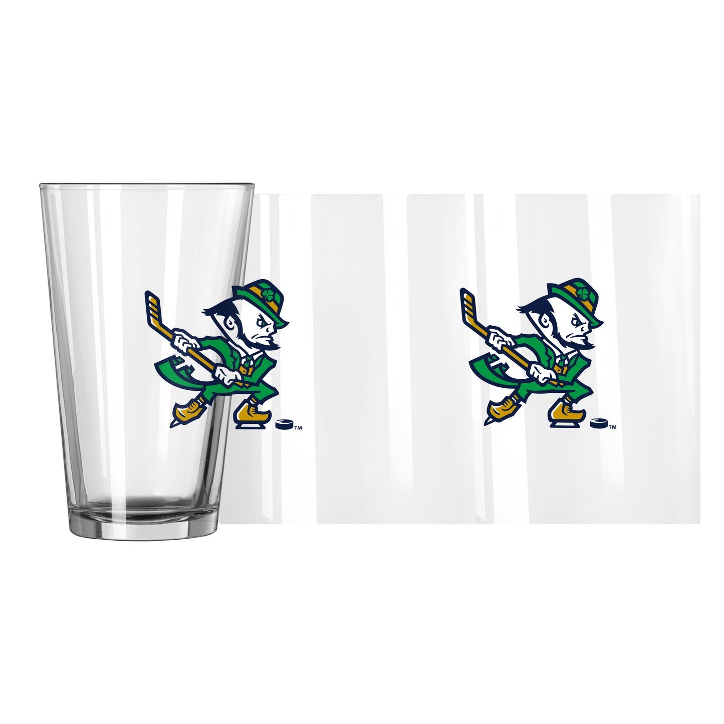 Notre Dame Leprechaun Hockey 16oz Pint Glass