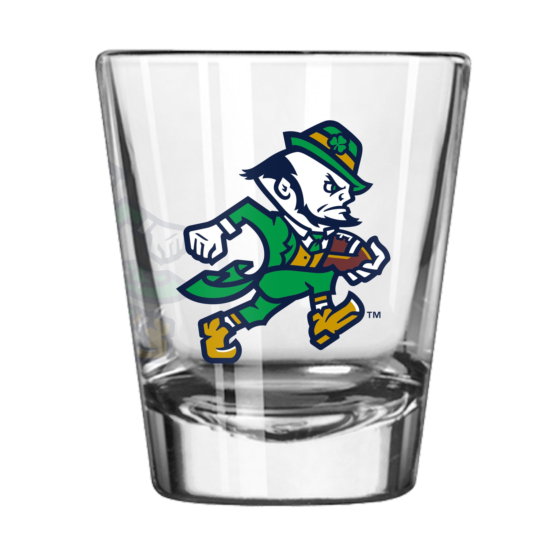 Notre Dame Leprechaun Football 2oz Shot Glass