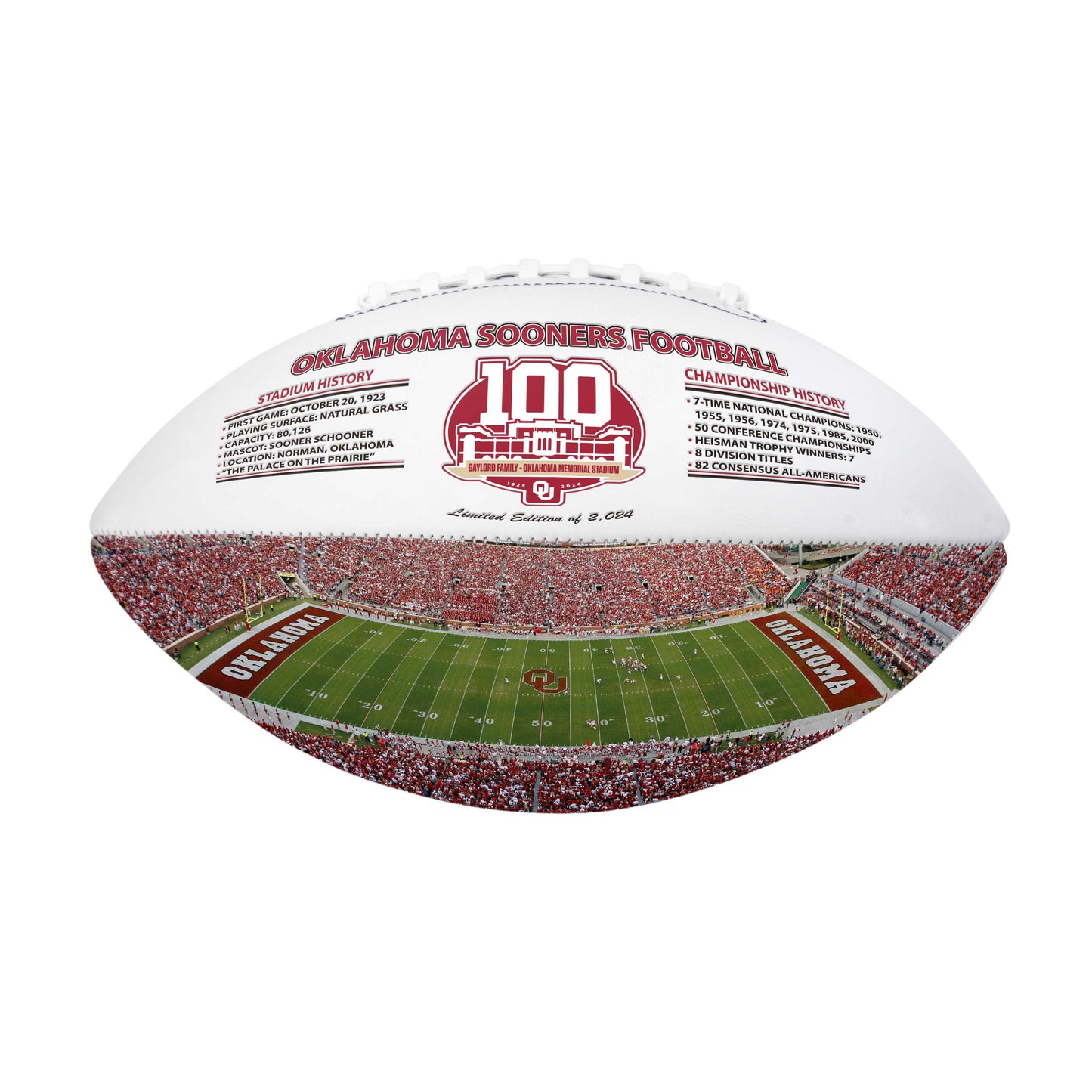 Oklahoma Nikco 100 Years Stadium Full Size Debossed Autograph Football