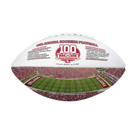 Oklahoma Nikco 100 Years Stadium Full Size Debossed Autograph Football