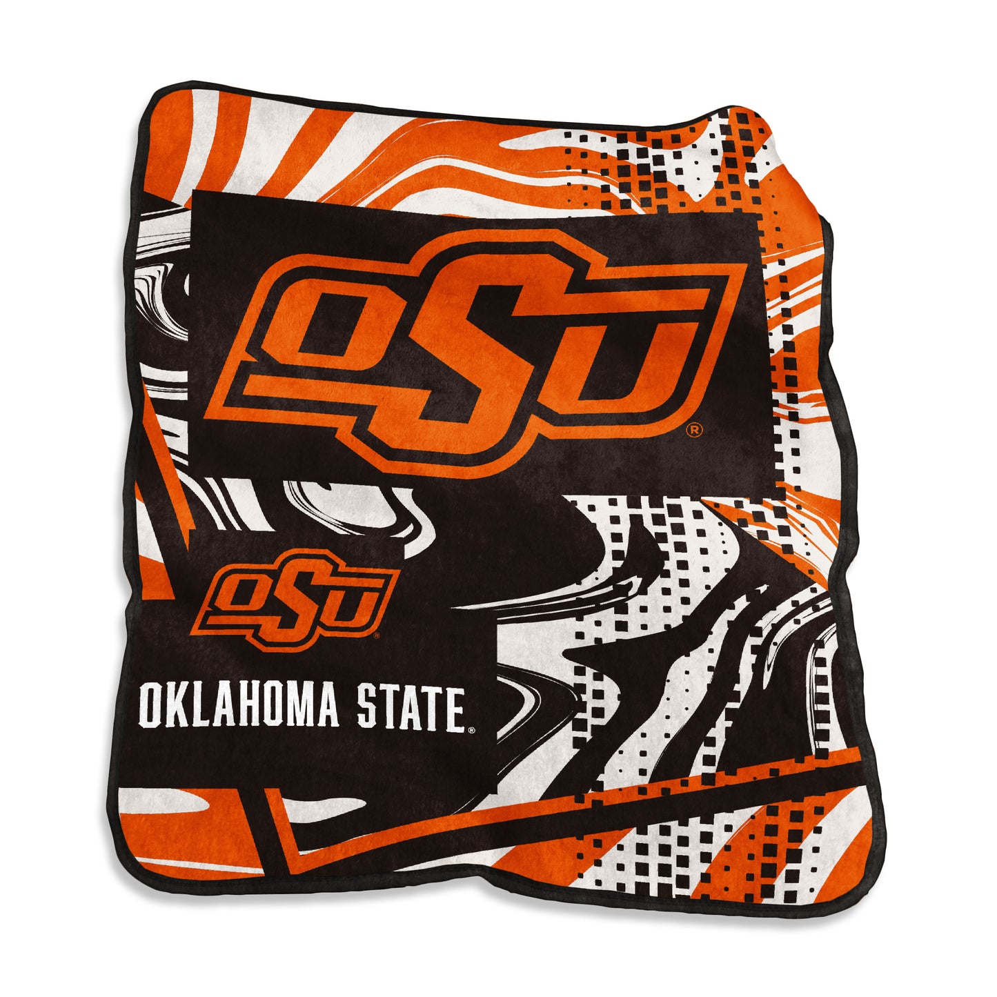 OK State Swirl Raschel Throw