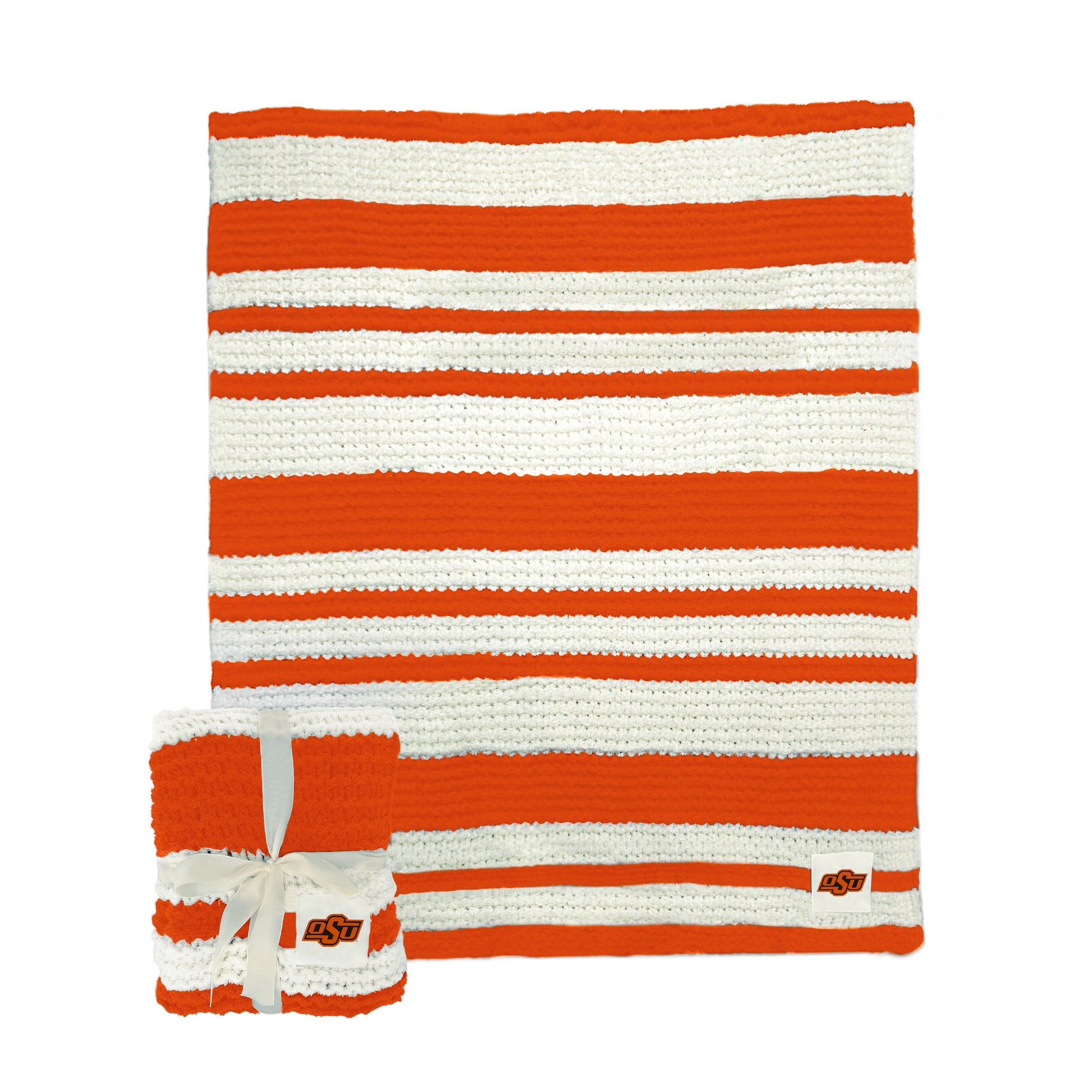 OK State Cable Knit Throw 50x60