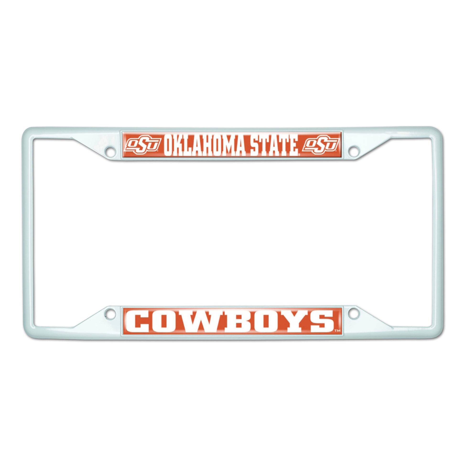 Oklahoma State-White License Plate Frame