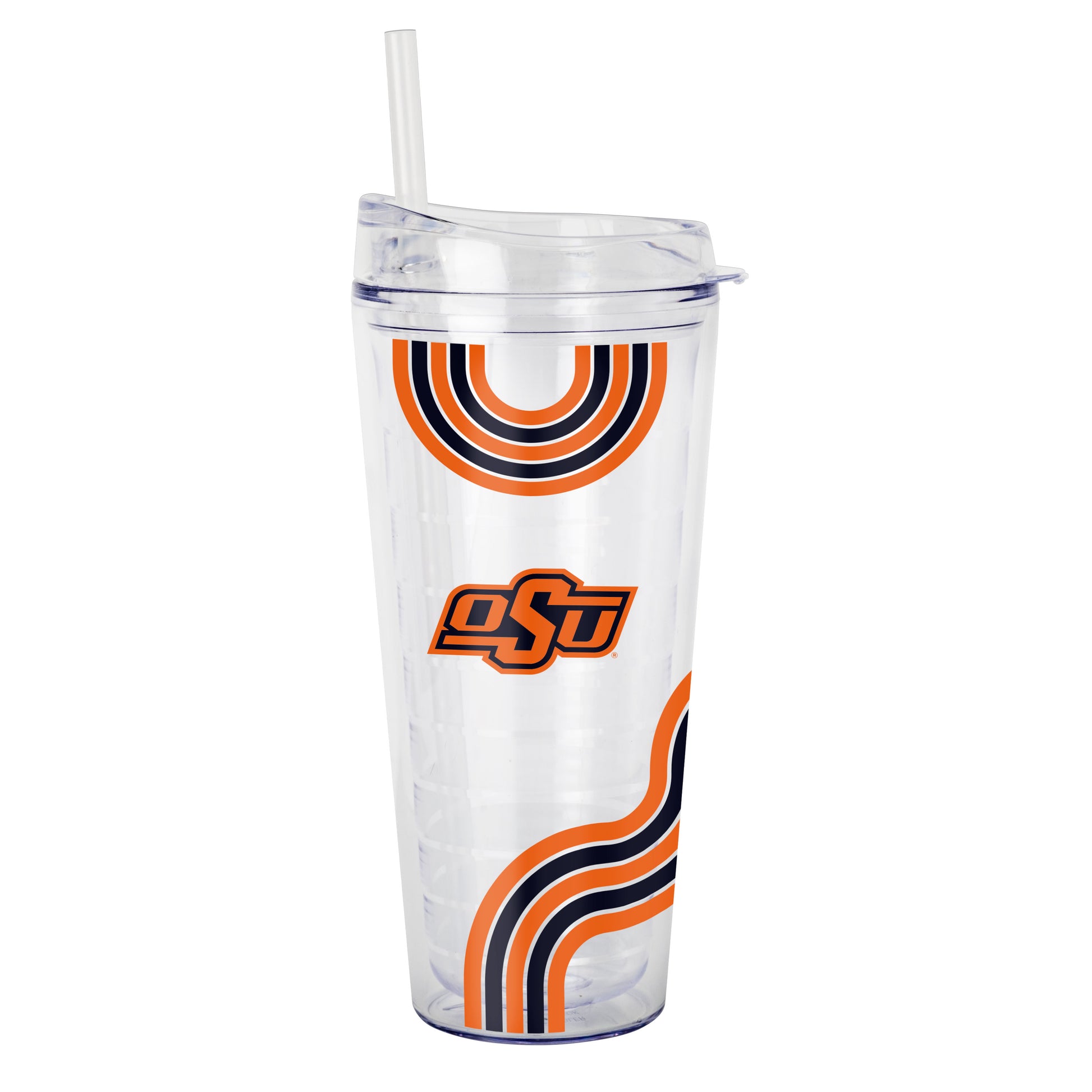 OK State 22oz Waves Dbl Wall Clear Tumbler