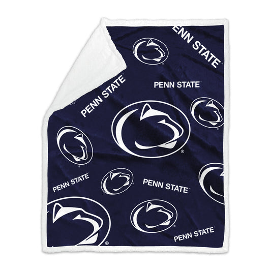 Penn State 50x60 Repeating Plush Sherpa Throw
