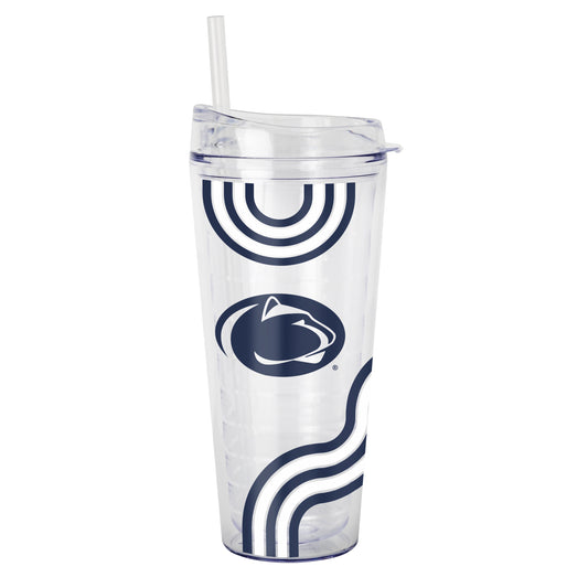 Penn State 22oz Waves Dbl Wall Clear Tumbler