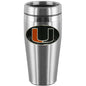 Miami Hurricanes Steel Travel Mug with the University of Miami logo on the front.