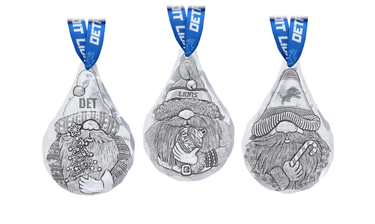 NFL Detroit Lions 3-Piece Gridiron Gnomes Ornament Set