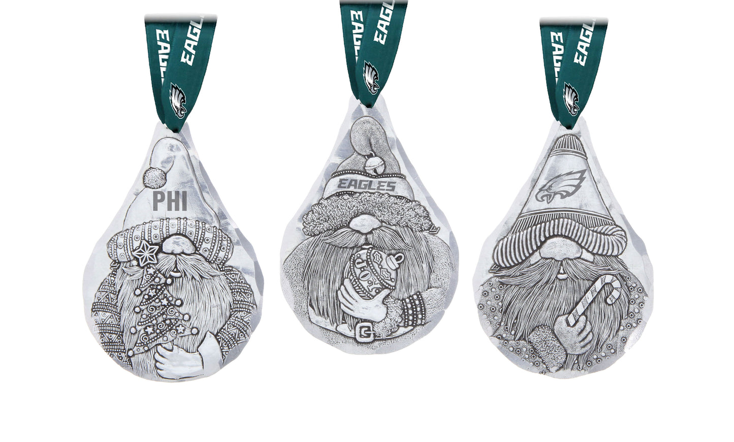 NFL Philadelphia Eagles 3-Piece Gridiron Gnomes Ornament Set