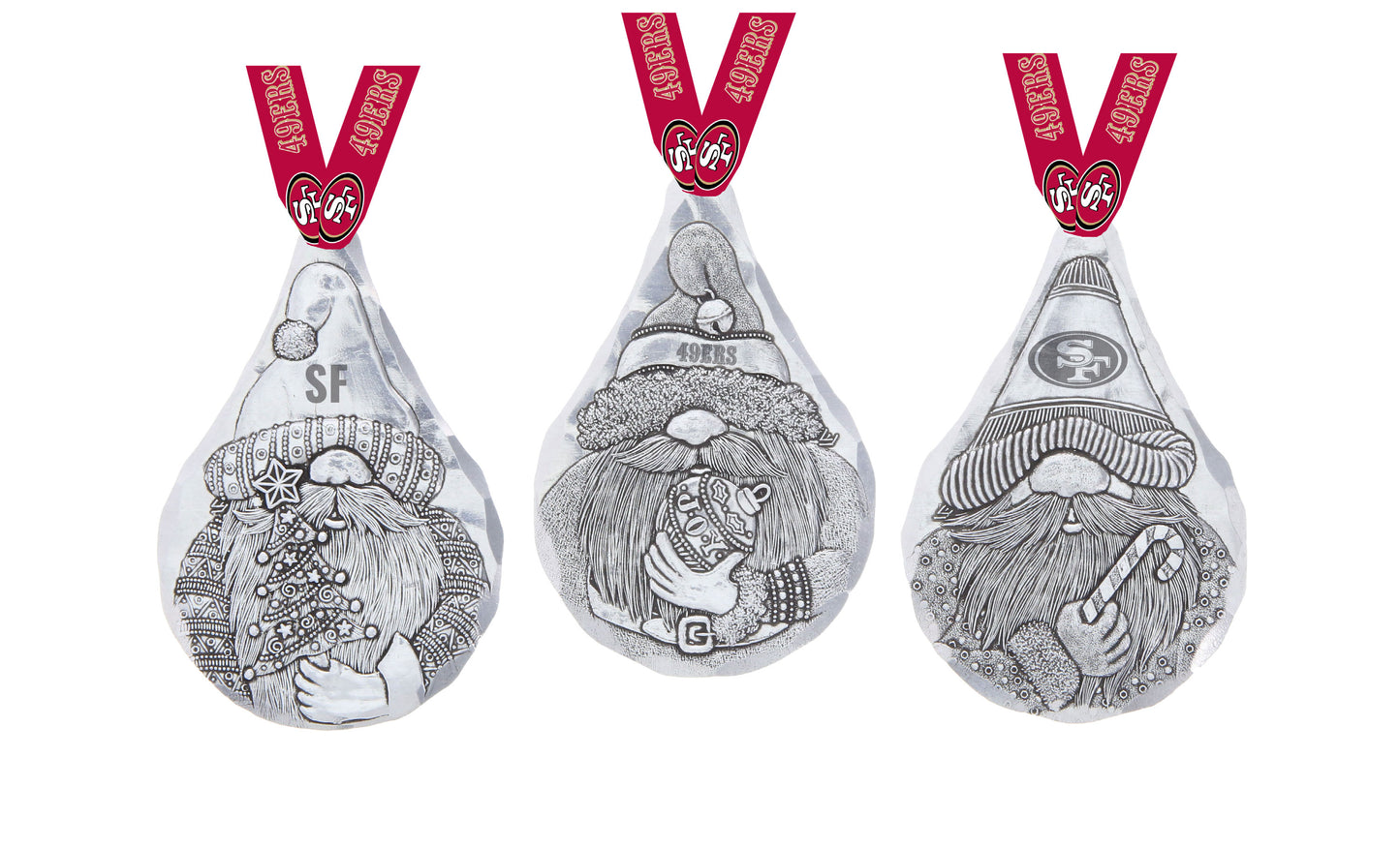NFL San Francisco 49ers 3-Piece Gridiron Gnomes Ornament Set