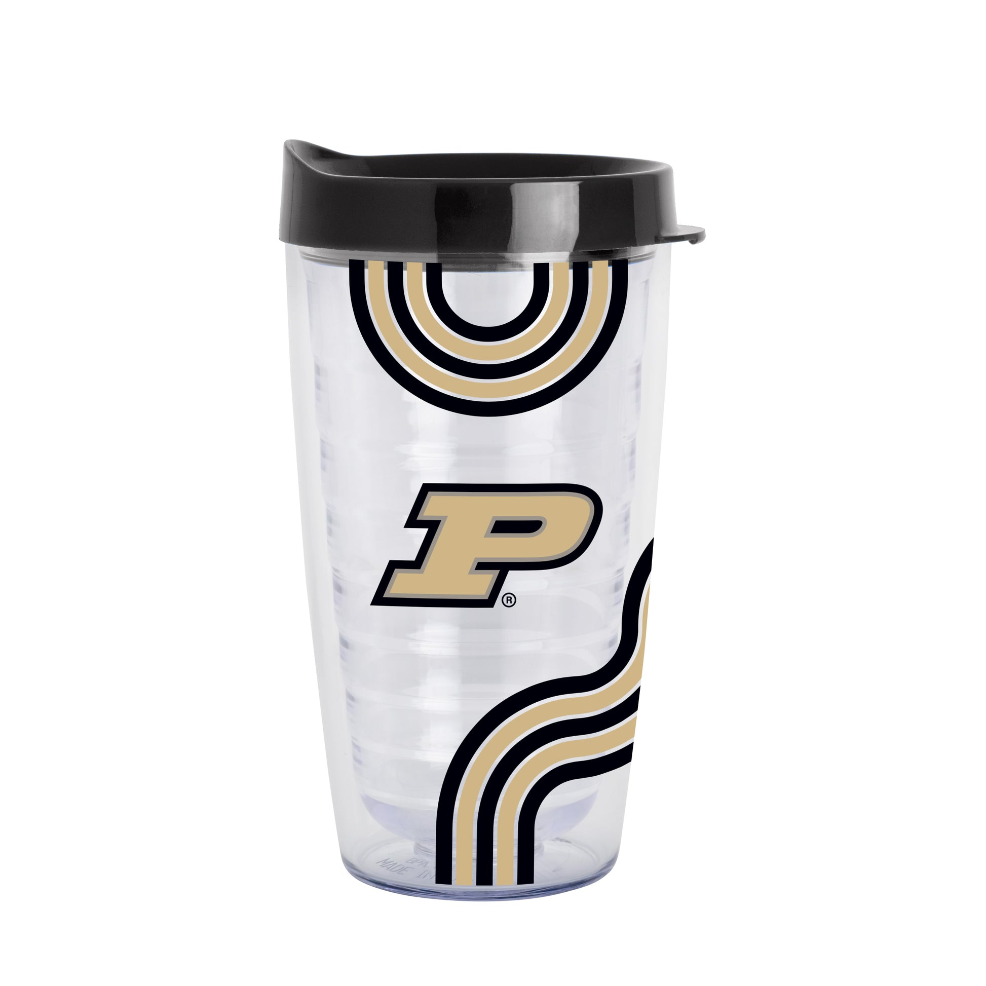 Purdue 16oz Waves Dbl Wall Clear Tumbler