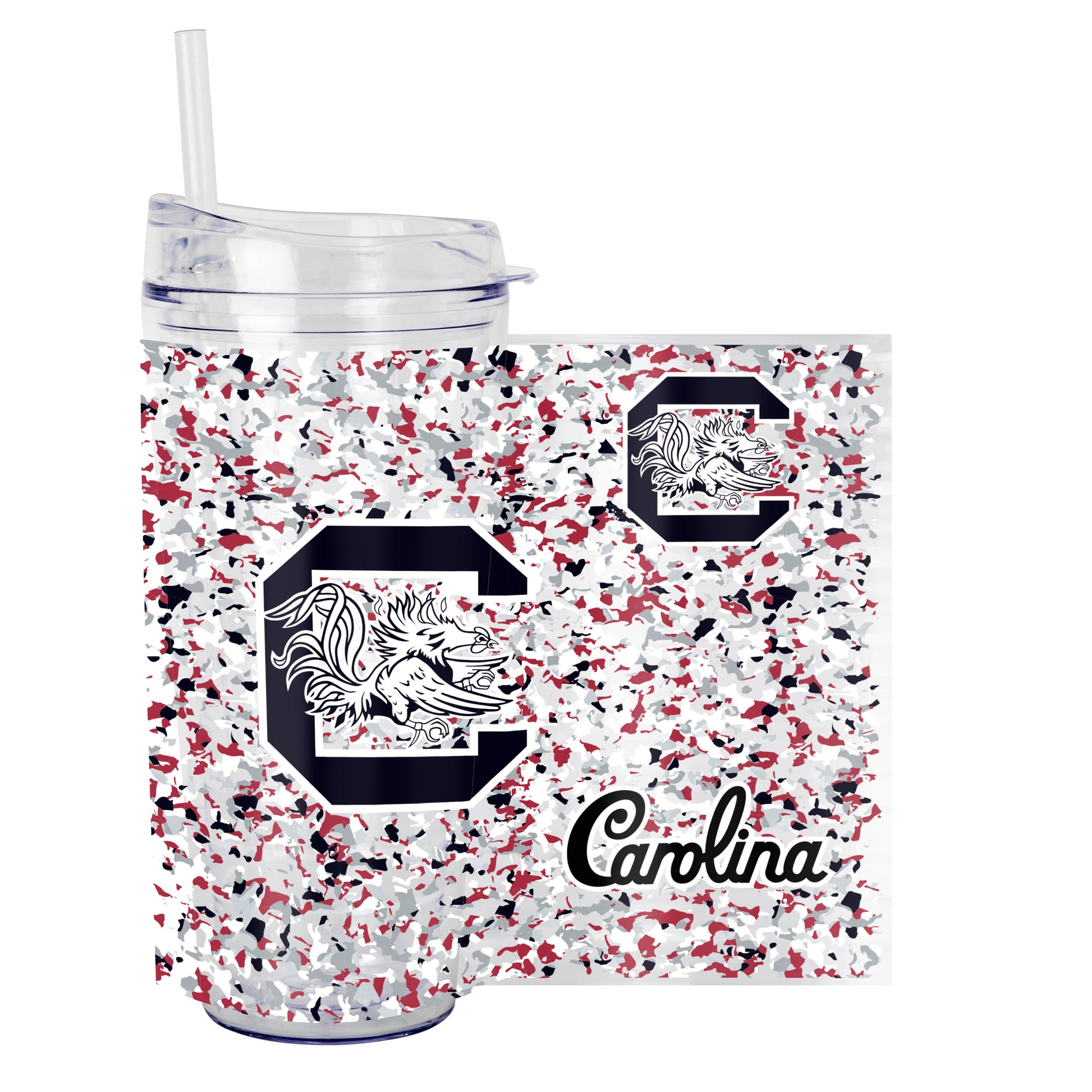 South Carolina 22oz Terrazzo Dbl Wall Clear Tumbler