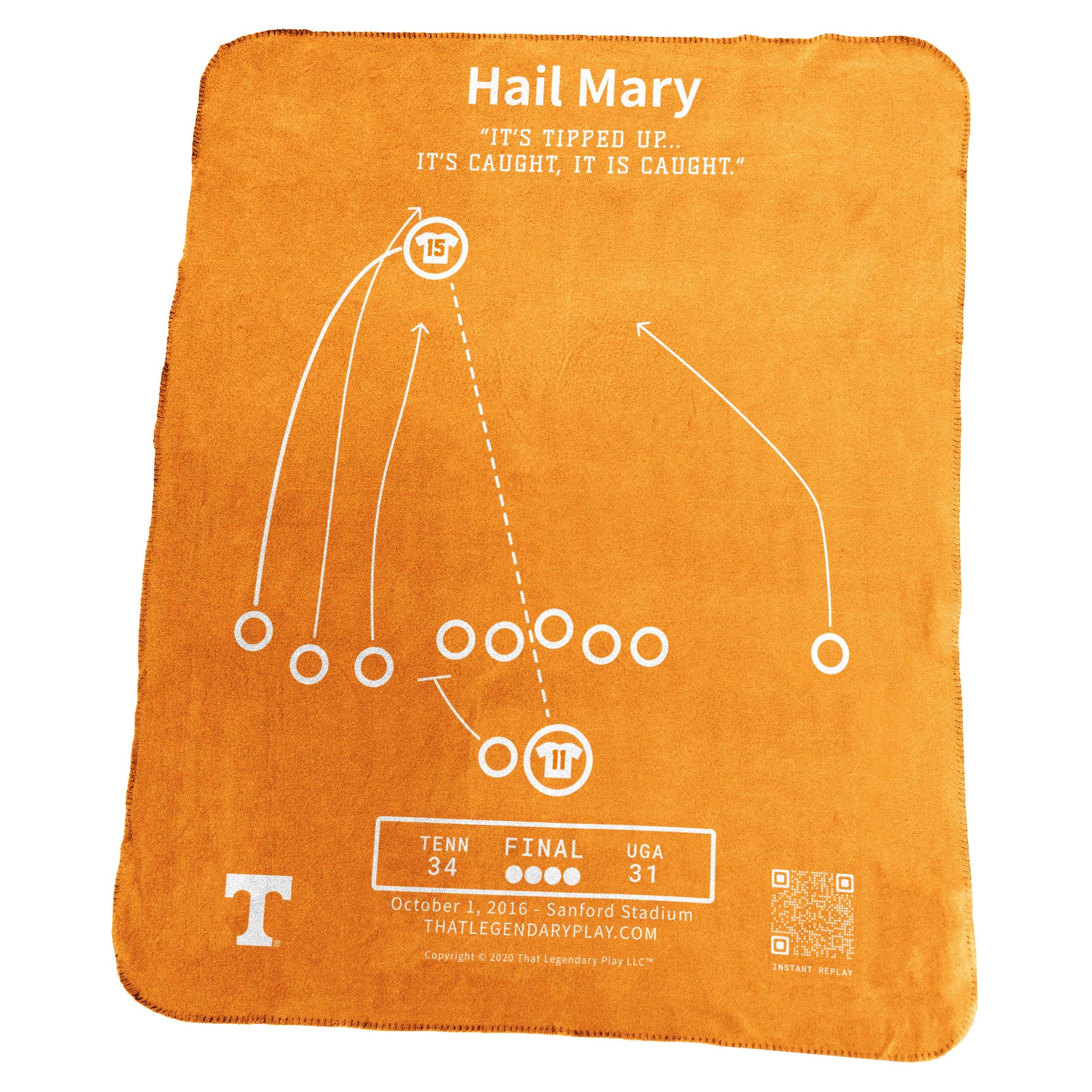 Tennessee Legendary Play Hail Mary Classic Fleece Throw