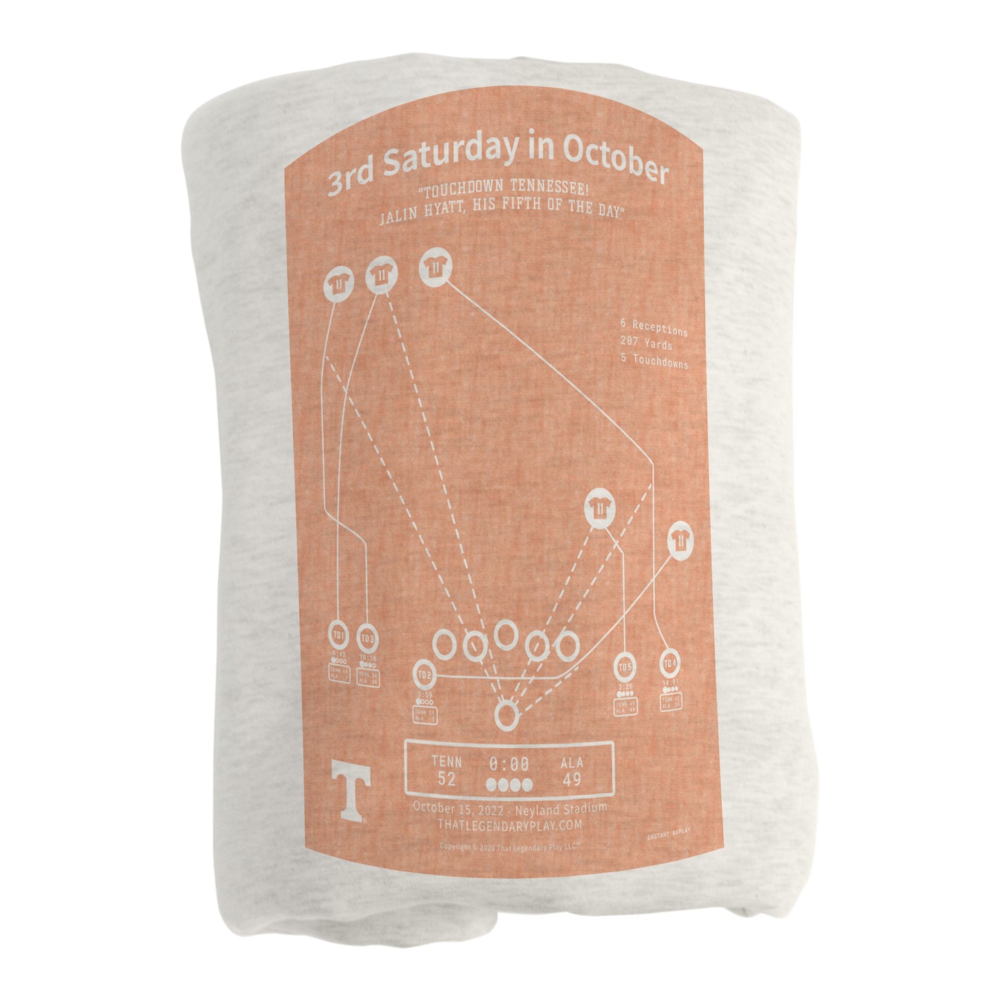 Tennessee Legendary Play 3rd Saturday in October Sublimated Sweatshirt Blanket