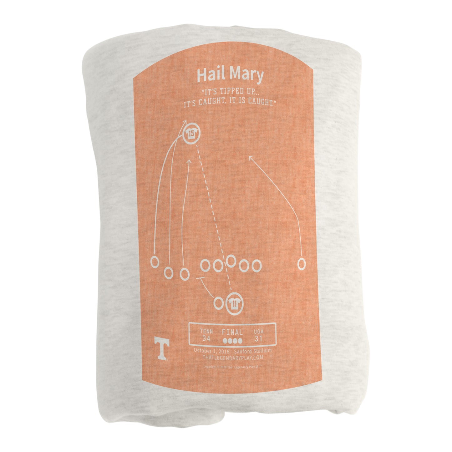 Tennessee Legendary Play Hail Mary Sublimated Sweatshirt Blanket