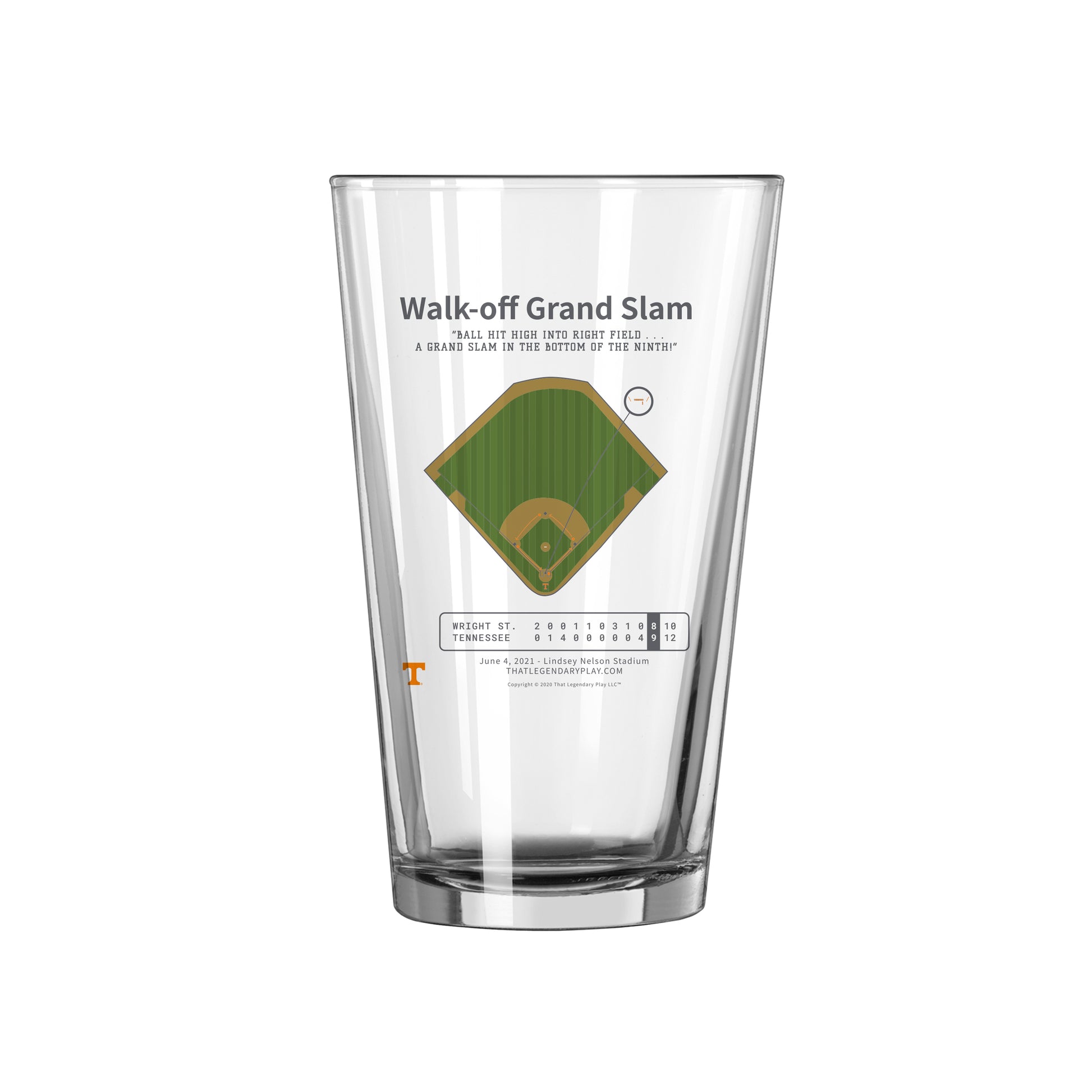 Tennessee Legendary Play Walk-off Grand Slam 16oz Pint Glass