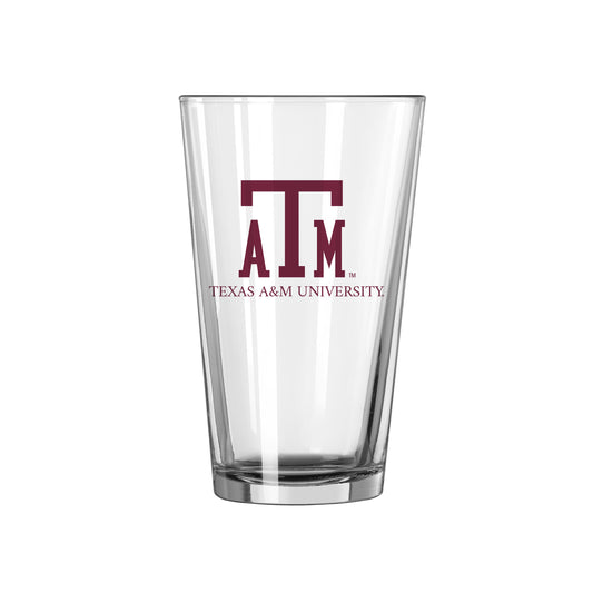 Texas A&M Vault 16oz Logo with Wordmark Pint Glass