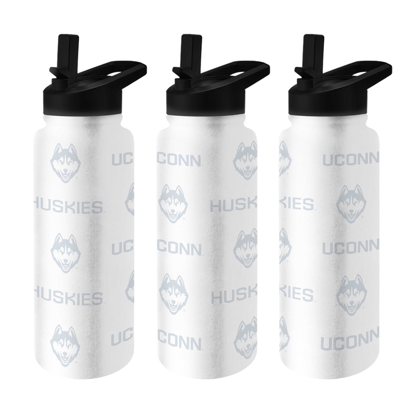 UConn White 34oz Repeating Quencher Bottle w/ 6pk Stickers