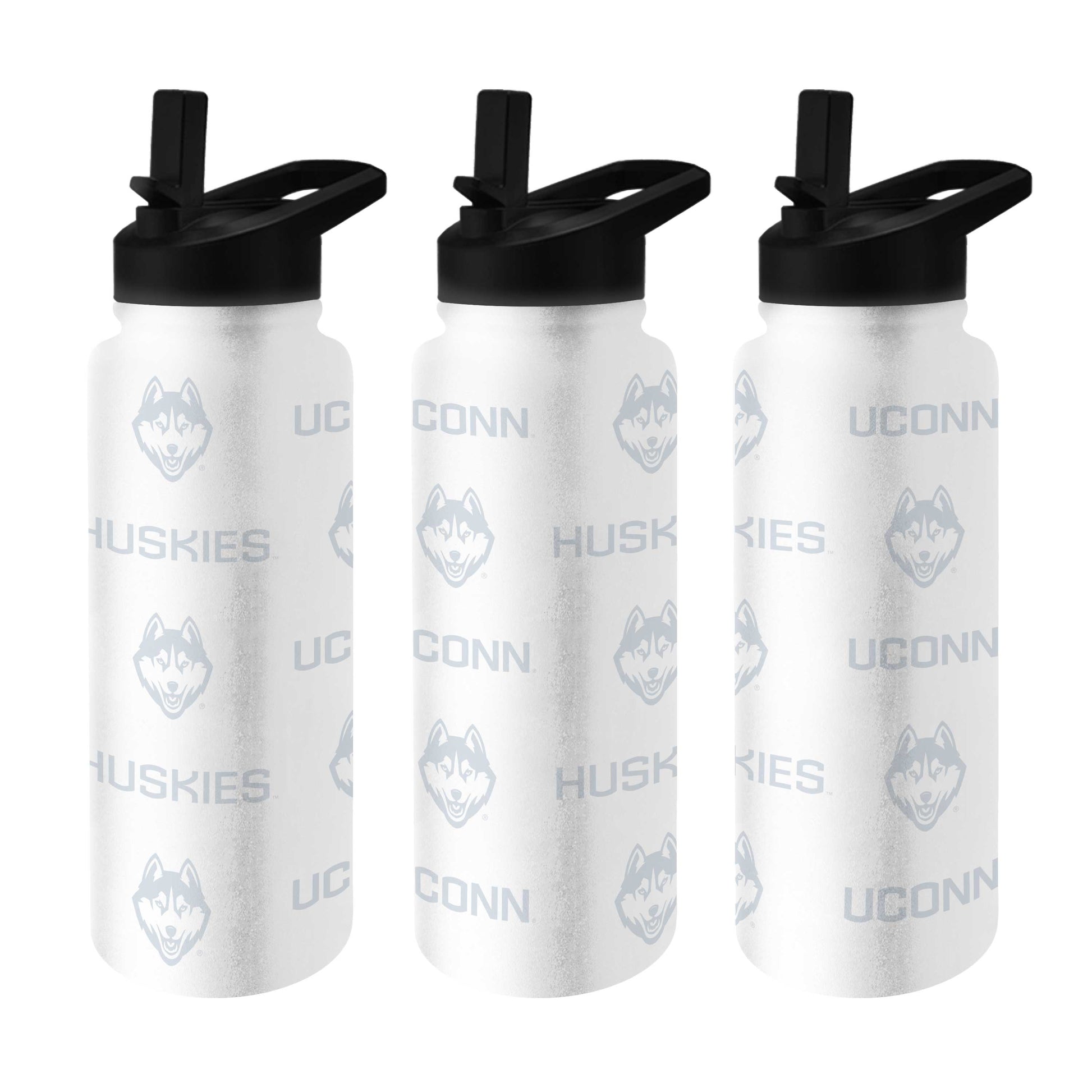 UConn White 34oz Repeating Quencher Bottle w/ 6pk Stickers