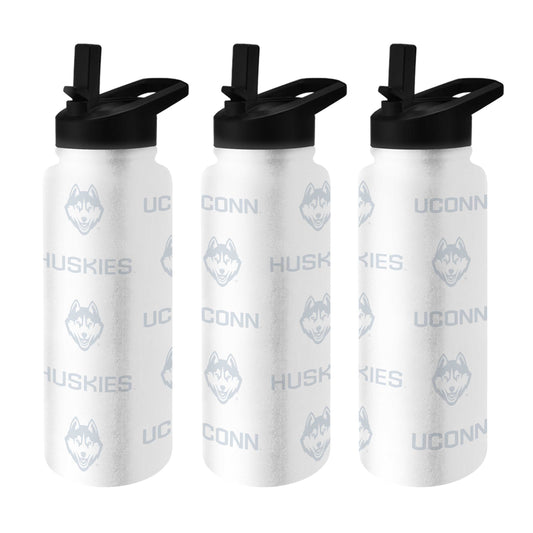 UConn White 34oz Repeating Quencher Bottle w/ 6pk Stickers