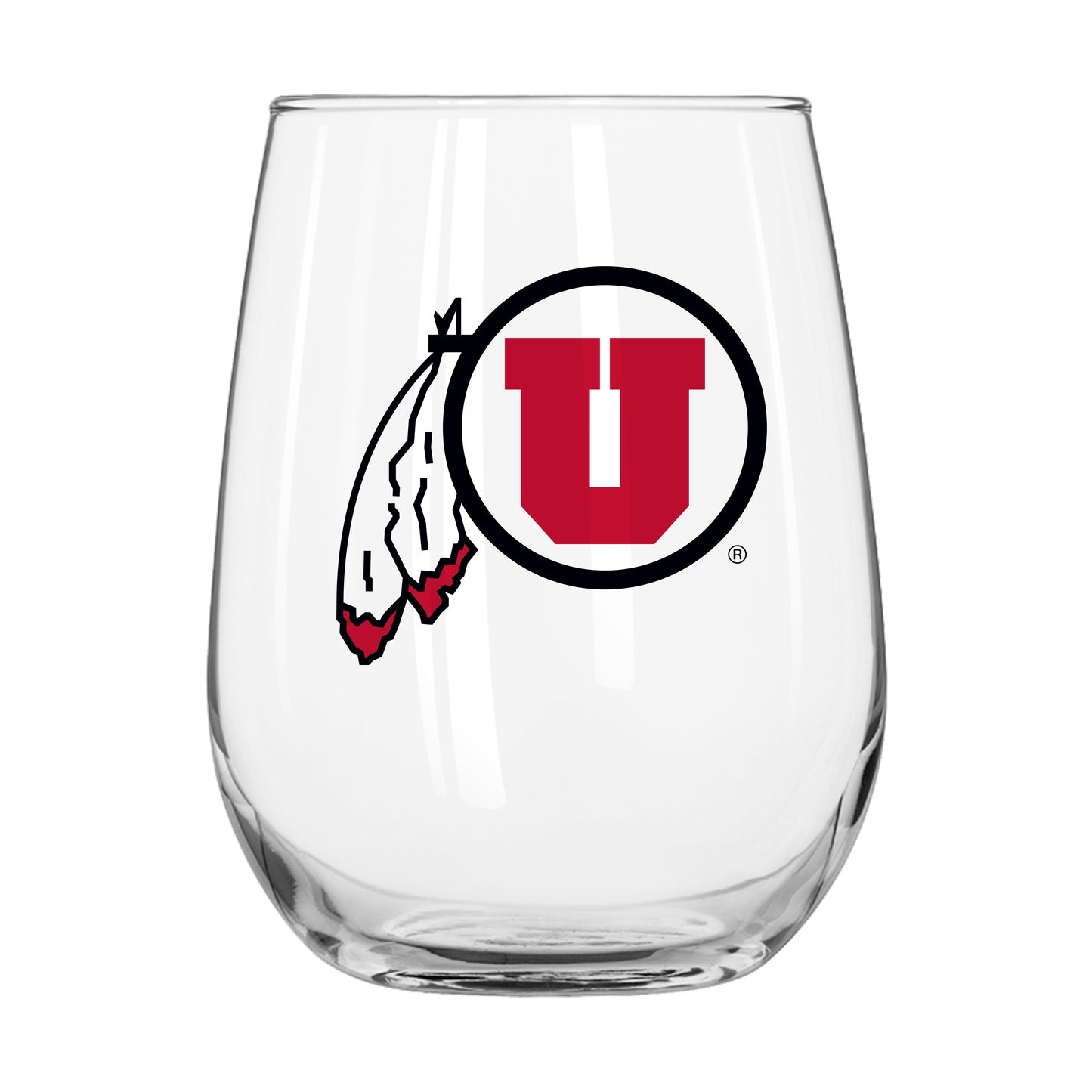 Utah 16oz Red Drum and Feather Glass Curved Beverage