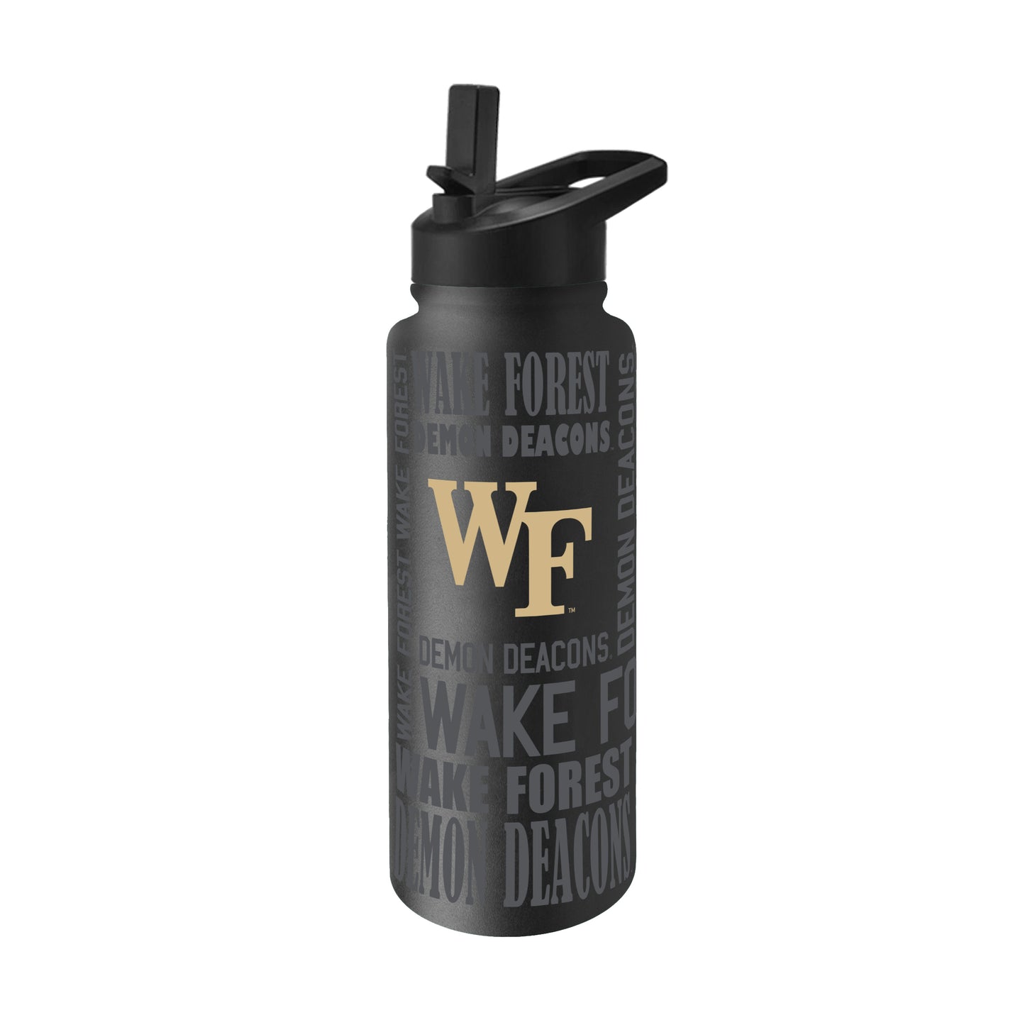 Wake Forest 34oz Black Replay Quencher Bottle