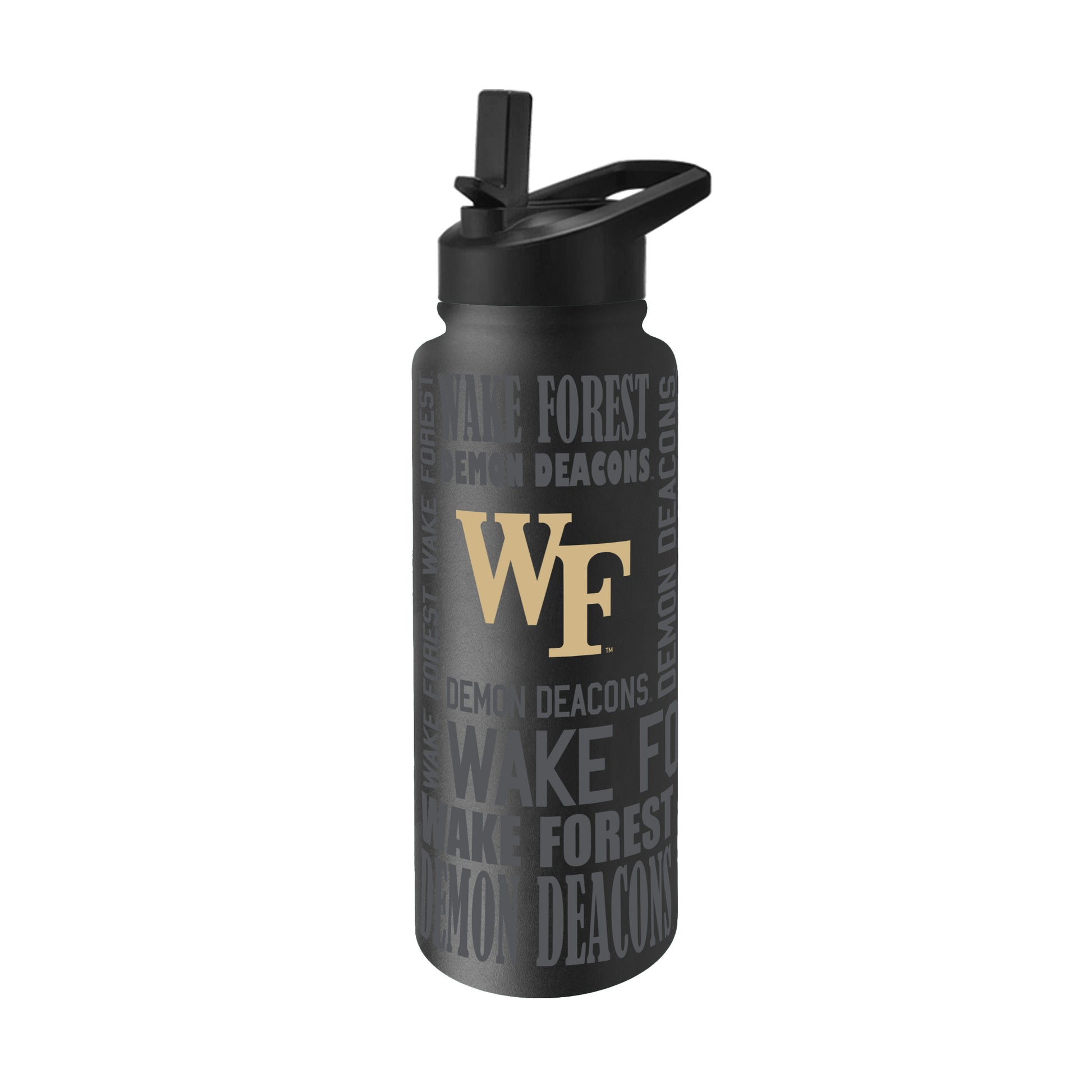 Wake Forest 34oz Black Replay Quencher Bottle