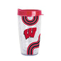 Wisconsin 16oz Waves Dbl Wall Clear Tumbler