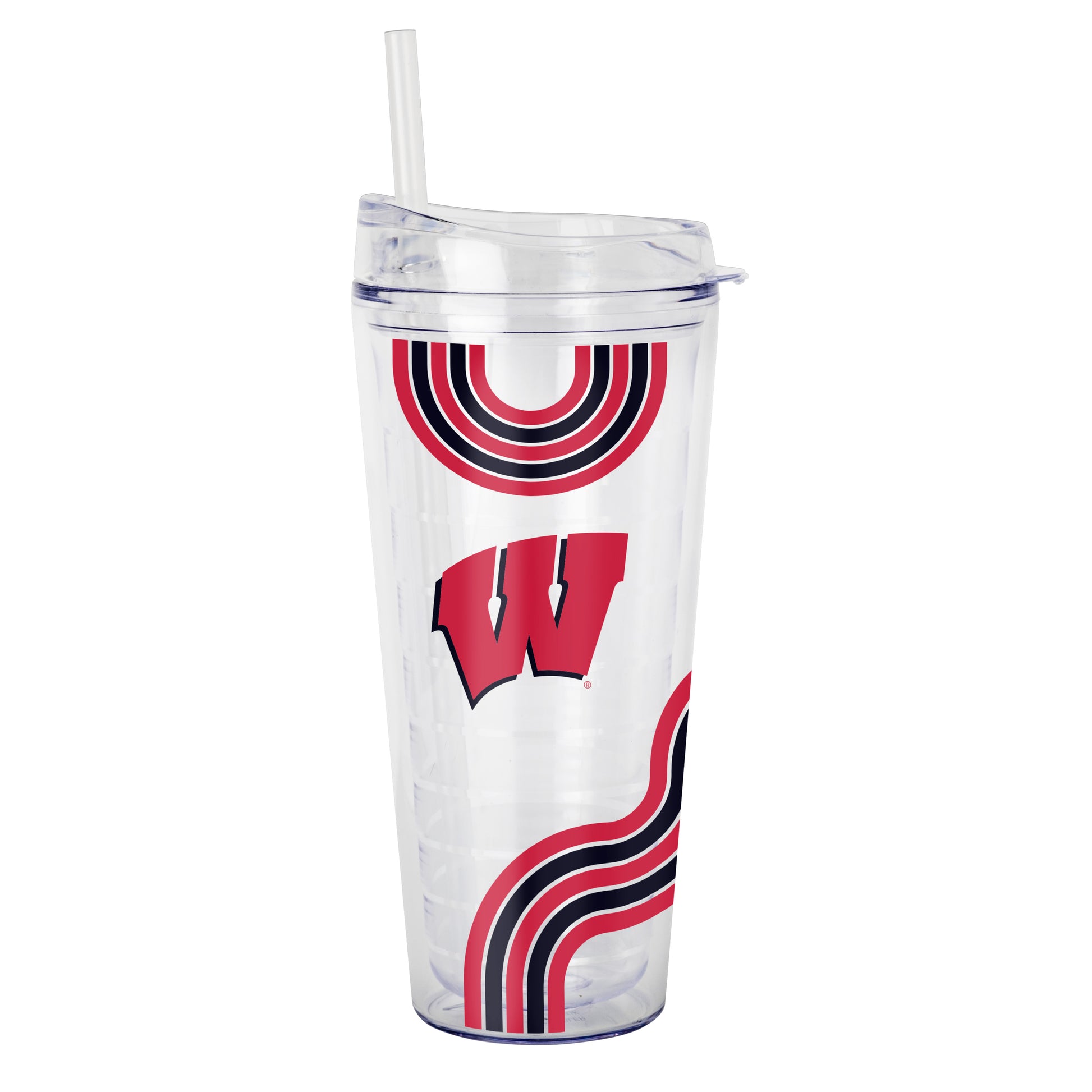 Wisconsin 22oz Waves Dbl Wall Clear Tumbler