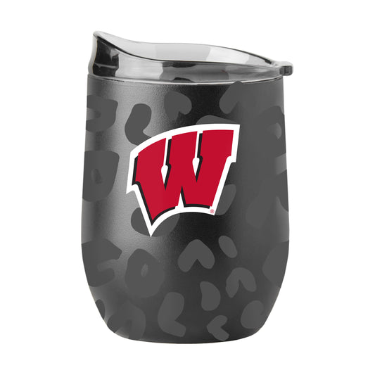 Wisconsin Leopard 16oz Black Powdercoat Curved Beverage