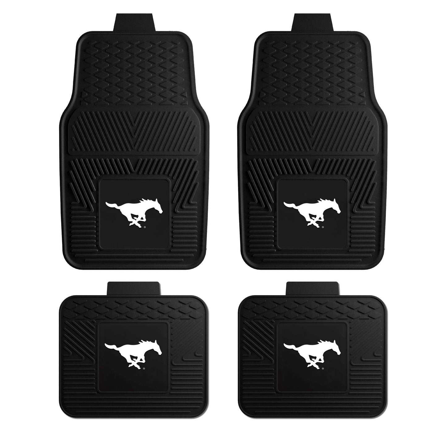 Southern Methodist 2-pc Vinyl Car Mat Set - White