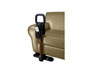 A COUCH CANE attached to the arm of a beige sofa, designed to assist individuals in standing up.