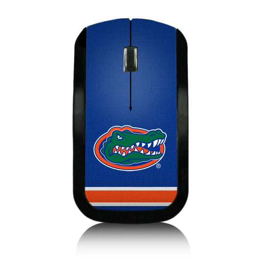 FLORIDA GATORS STRIPE WIRELESS USB MOUSE with a blue design featuring the florida gators logo on the top, surrounded by an orange stripe at the bottom.