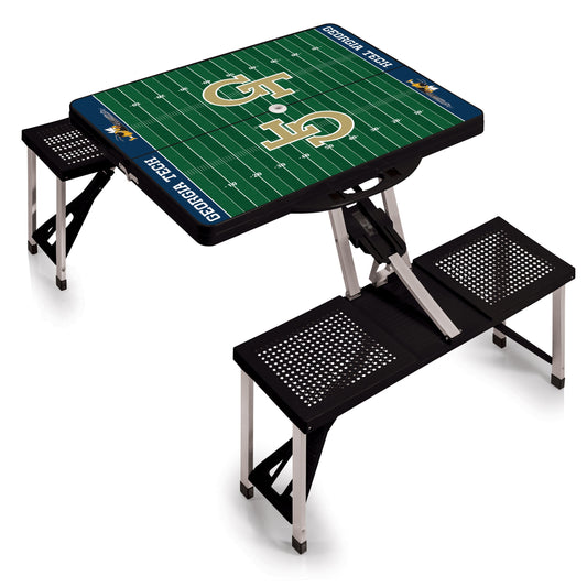 Georgia Tech Yellow Jackets Football Field - Picnic Table Portable Folding Table with Seats