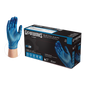 A box of Gloveworks Blue Vinyl Industrial Latex Free Disposable Gloves (Case of 1000) with an image of a hand modeling one glove to the left of the box.