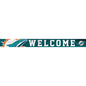 A long banner featuring the Miami Dolphins Football and My Dog Sign logo and the word "welcome" in large, uppercase letters on a teal background.