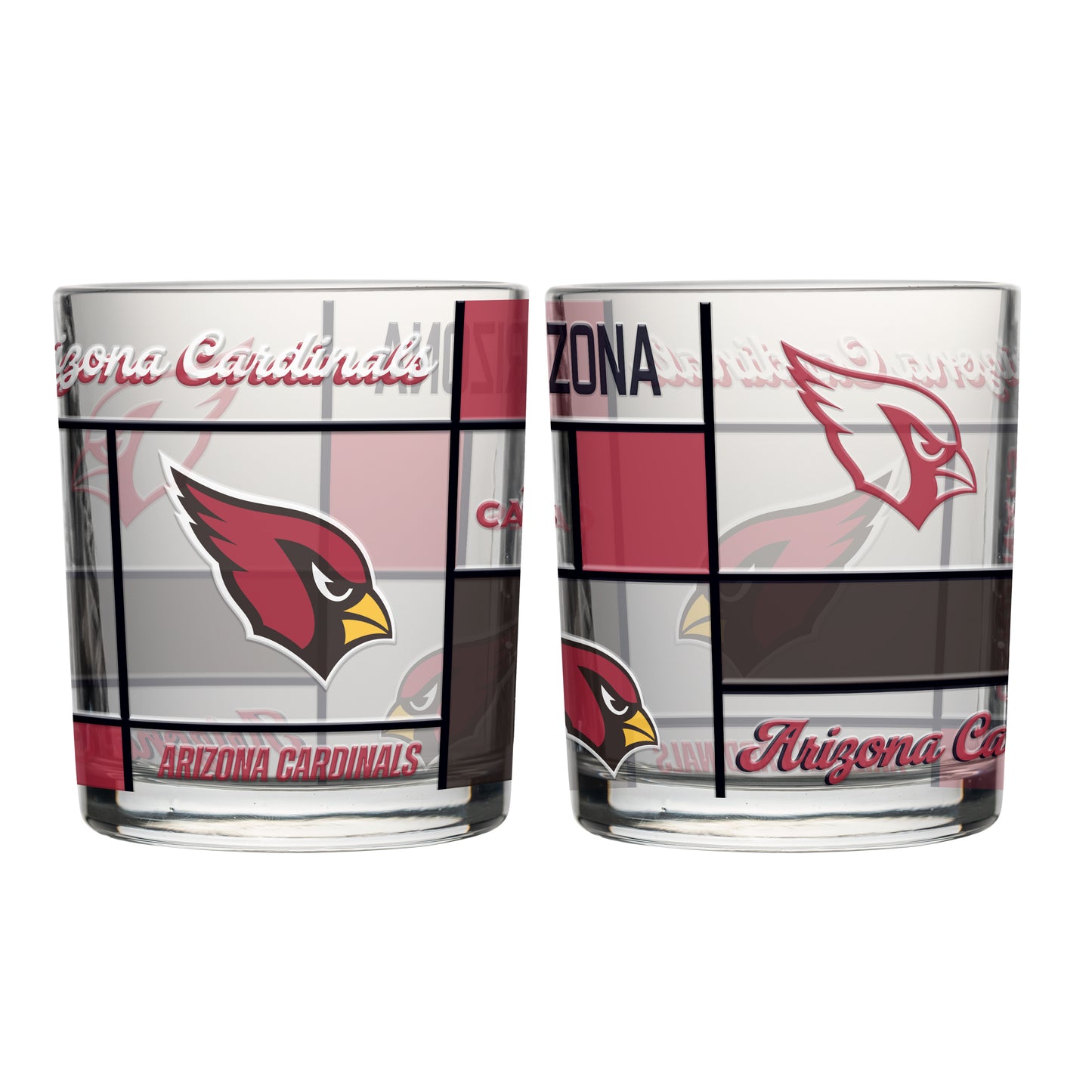 Arizona Cardinals 12oz Quilted Stained Rocks Glass 2 Pck