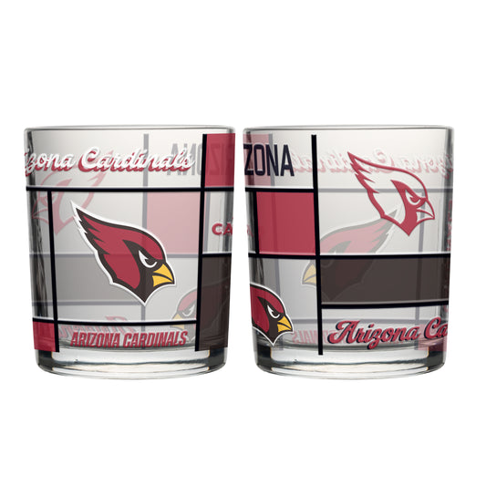 Arizona Cardinals 12oz Quilted Stained Rocks Glass 2 Pck