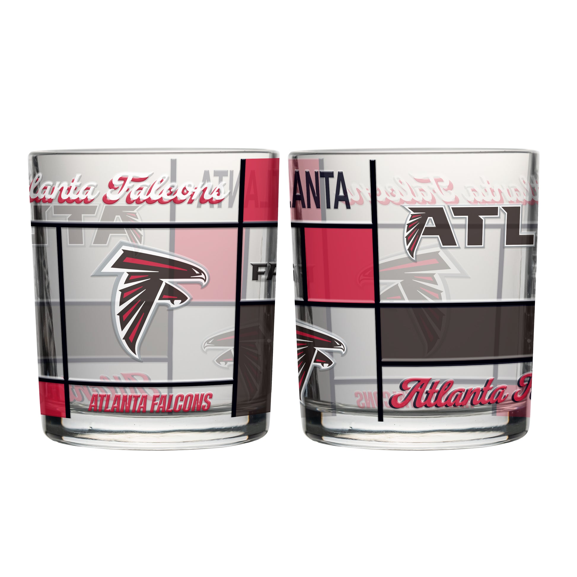 Atlanta Falcons 12oz Quilted Stained Rocks Glass 2 Pck