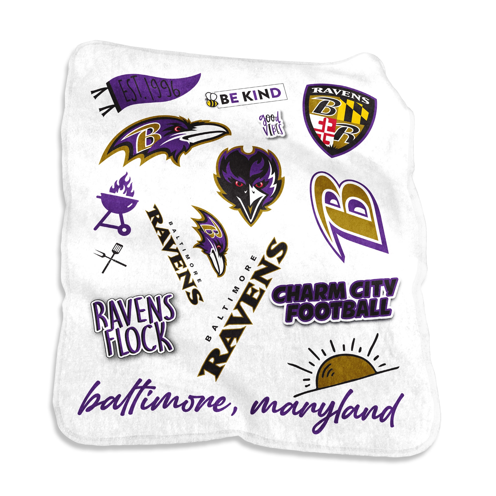 Baltimore Ravens Native Raschel Throw