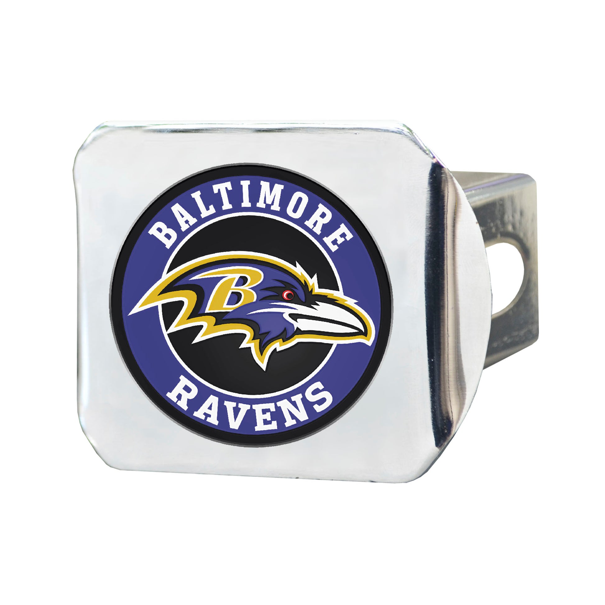 TRINITY NFL - Baltimore Ravens Color on Chrome Hitch Cover