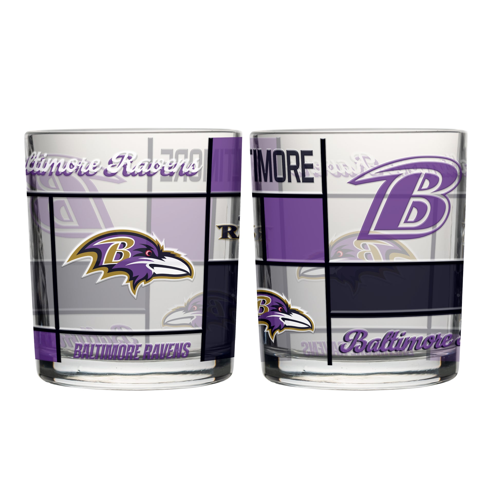 Baltimore Ravens 12oz Quilted Stained Rocks Glass 2 Pck