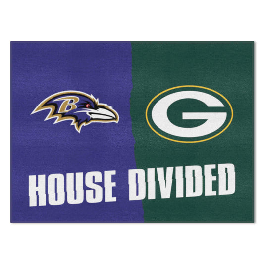 NFL House Divided Mat - Ravens / Packers