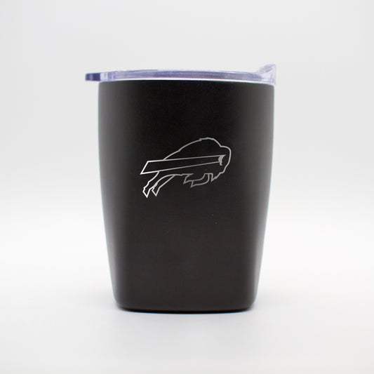 Buffalo Bills 10oz Etch Black Powder Coat Rocks Tumbler
