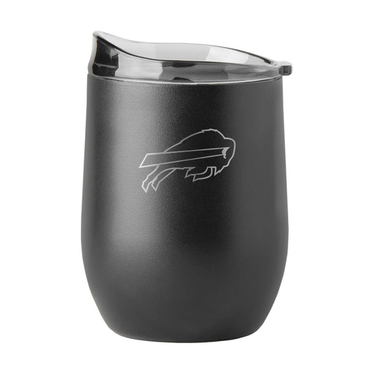 Buffalo Bills 16oz Black Etch Powder Coat Curved Bev