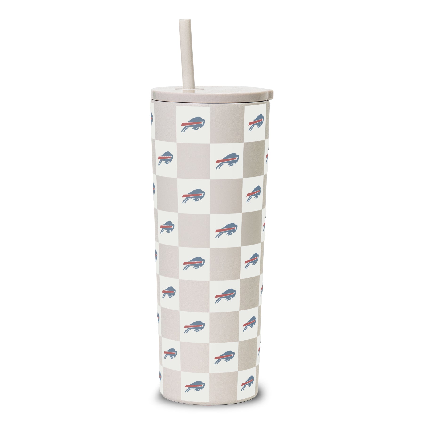 Buffalo Bills 30oz Neutral Checker Straw Tumbler